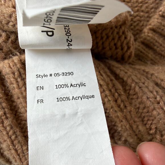 Urban Heritage Cropped Cable Knit Sweater Women Small Tan Mock Neck Fall Cozy - Picture 15 of 16